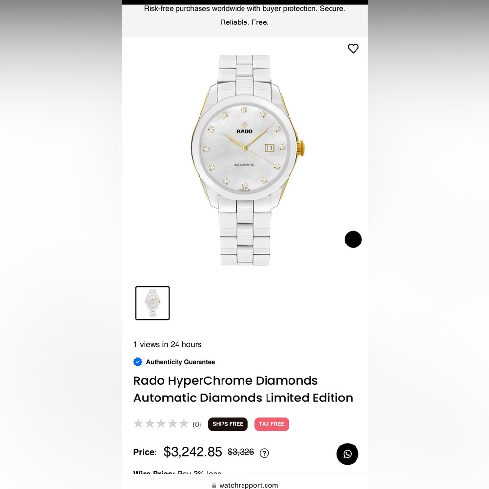Brand new , Rado watch, never worn due too my hands on career 🤍🥺